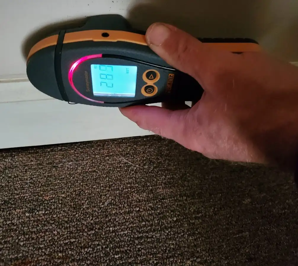 Moisture detection at baseboard during Sewage Cleanup & Sanitation in De Soto